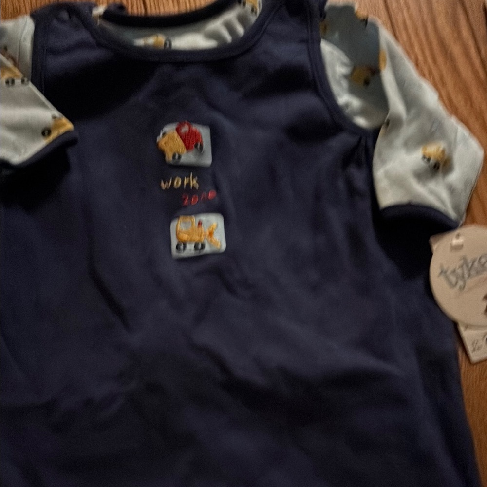 Romper 2 piece new infant boys size 3-6 months tykes cotton snaps wt 12-18 lbs